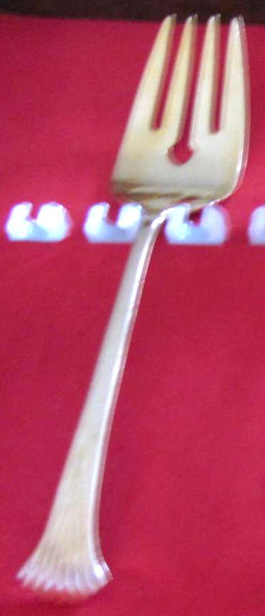 OXH62 (Gold Electroplate) Medium Solid Cold Meat Serving Fork by Oxford Hall-1