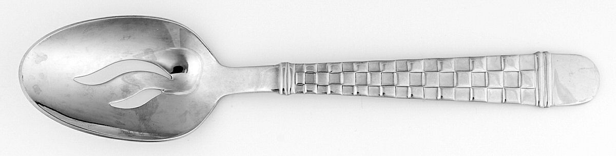 Checkers (Stainless, Glossy) Pierced Tablespoon (Serving Spoon) by Oneida Silver-1