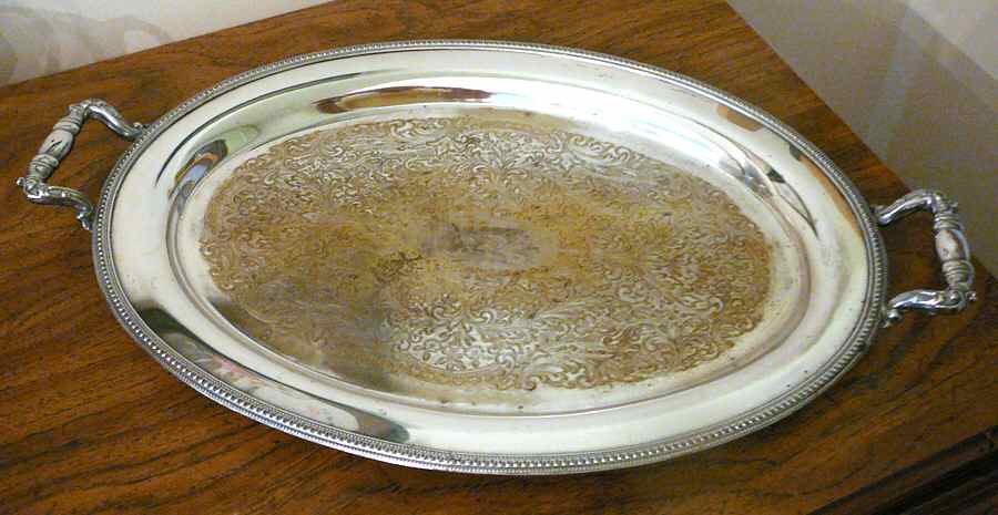 203 (Silverplate, Hollowware) Large Silverplate Waiter Tray by Oneida Silver-1