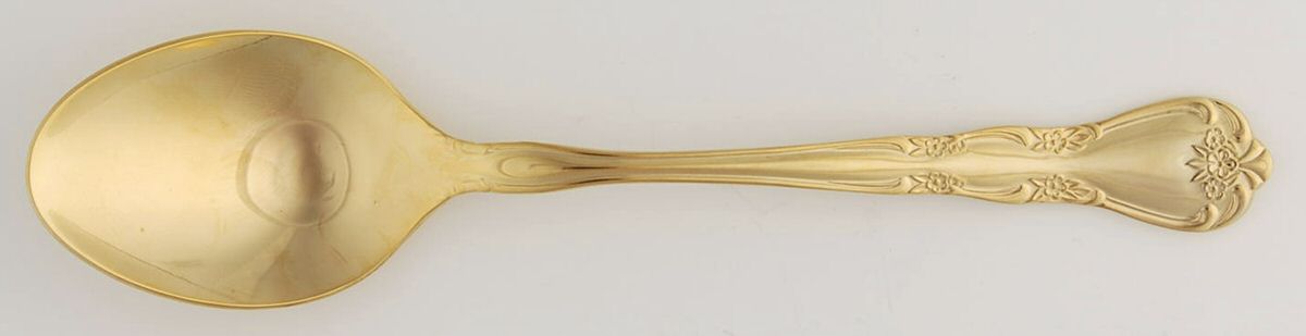 Golden Rose Flute(Gold Electroplate) Place/Oval Soup Spoon by Oxford Hall-1