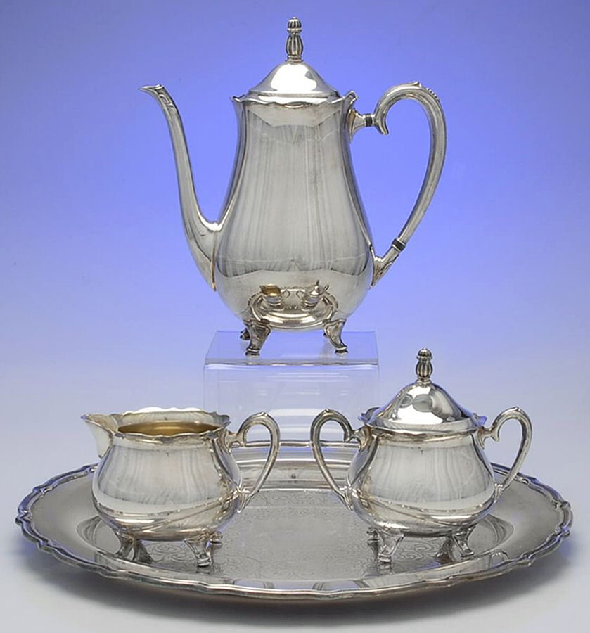 Colonial Suite (Slvp, Hollowware) 4 Pc Coffee Set (PCP,PSU,PCR,RT15) by Oneida Silver-1