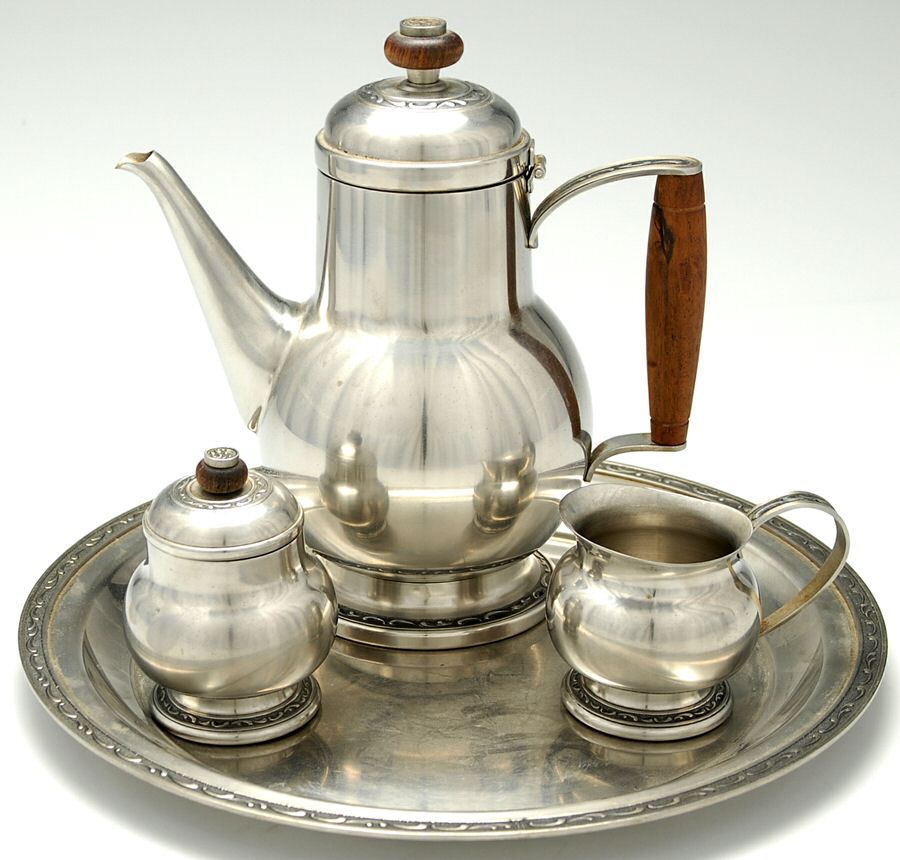 OHS362 (Stainless, Hollowware) 4 Piece Coffee Set (CP, CR, SU, HRT) by Oneida Silver-1