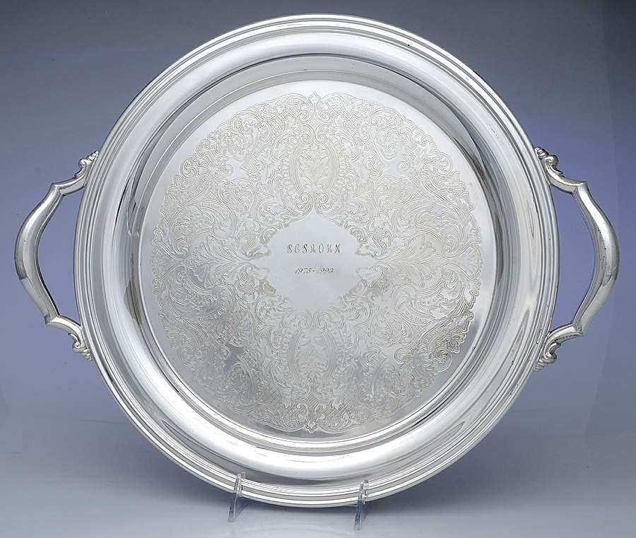 2395 (Silverplate, Hollowware) 14" Round Handled Tray by Oneida Silver-1