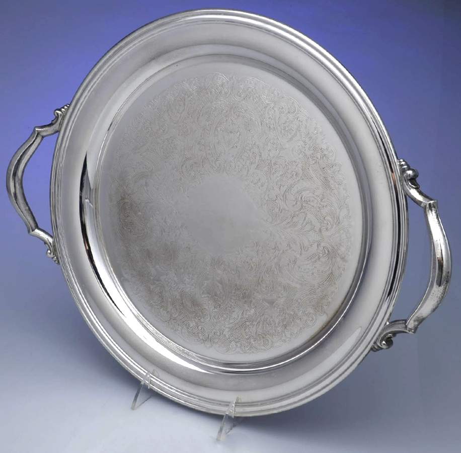 2395 (Silverplate, Hollowware) 14" Round Handled Tray by Oneida Silver-1