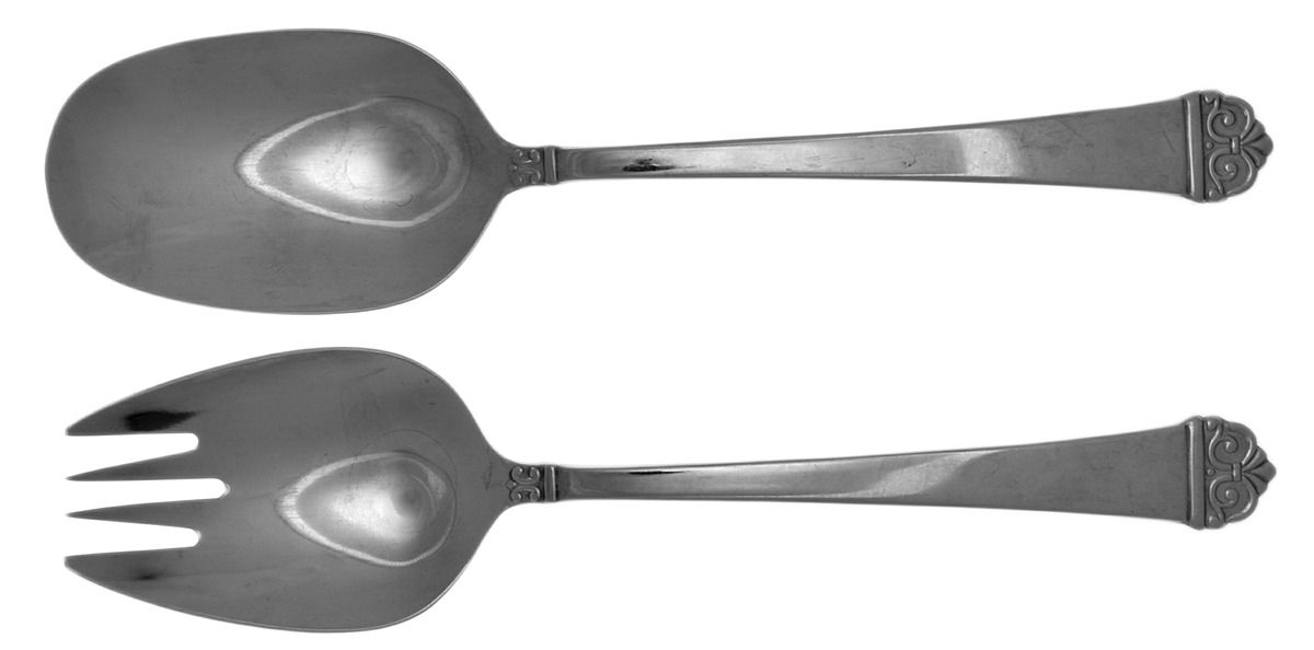 Bianco (Stainless, Glossy) (2 Pc) Solid Salad Set by Oneida Silver-1