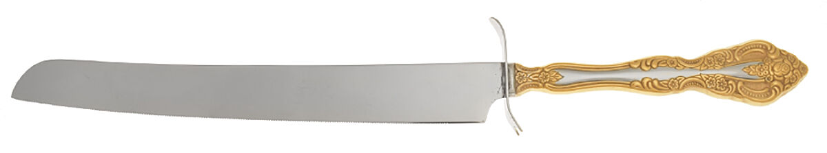 Golden Michelangelo (Stainless) Wedding Cake Knife with Stainless Blade by Oneida Silver-1