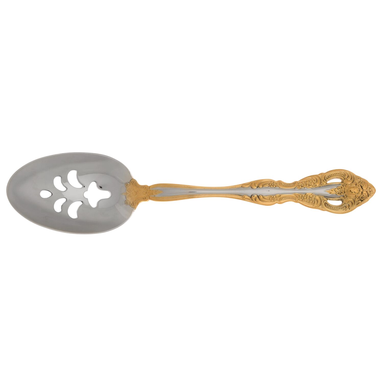 Golden Michelangelo (Stainless) Pierced Tablespoon (Serving Spoon) HC by Oneida Silver-1
