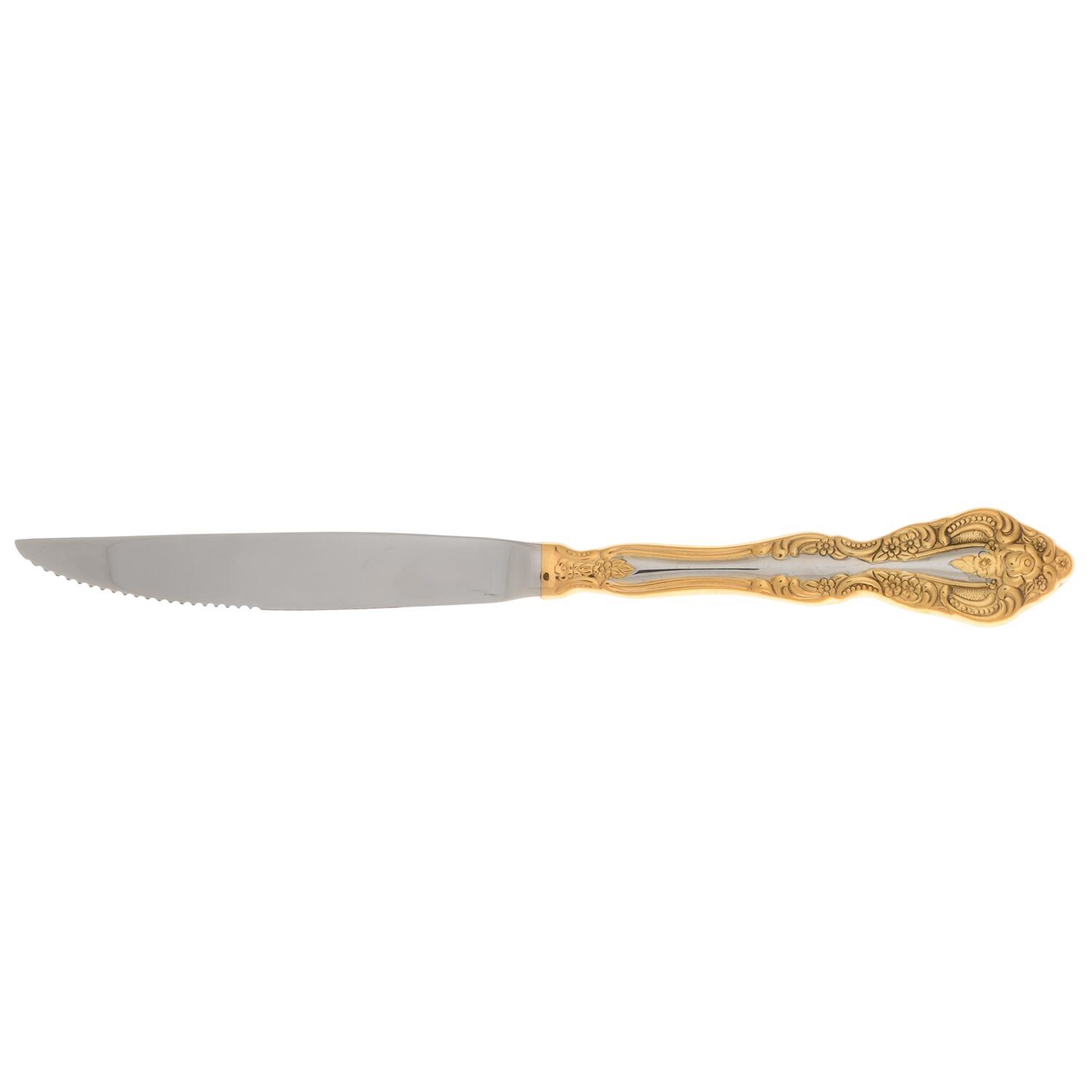 Golden Michelangelo (Stainless) Individual Steak Knife Hollow Handle Serrate Blade by Oneida Silver-1