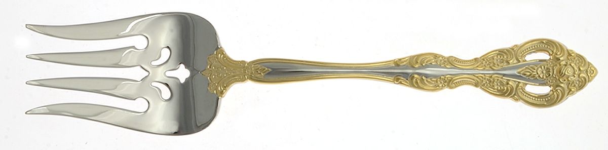 Golden Michelangelo (Stainless) Medium Solid Cold Meat Serving Fork by Oneida Silver-1