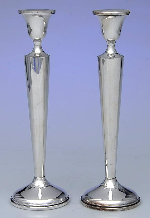 265 (Sterling, Hollowware) Pair of Weighted Candlesticks by Otto Reichardt Co-1