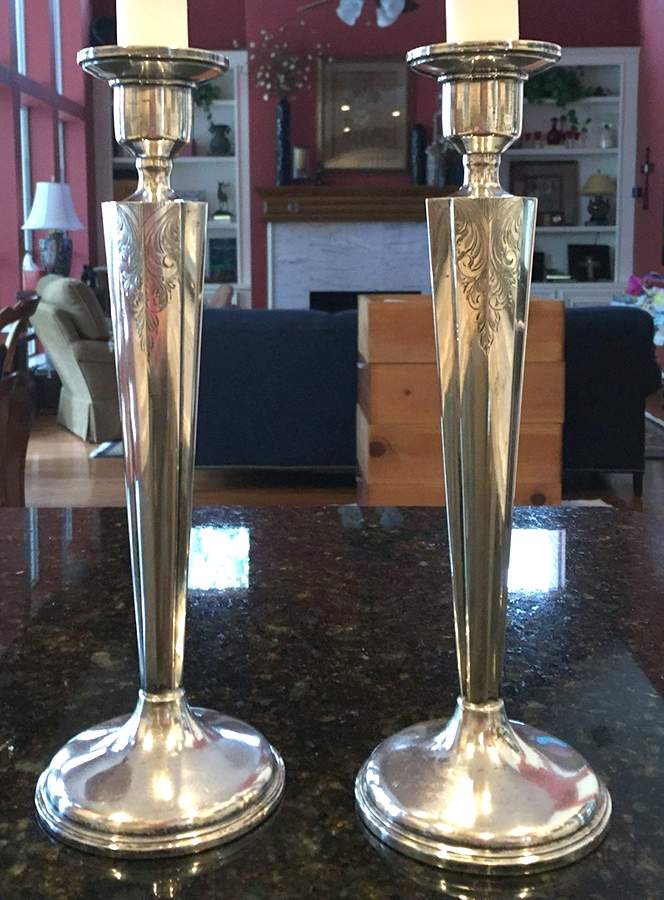 680 (Sterling, Hollowware) Pair of 10" Weighted Candlesticks by Otto Reichardt Co-1