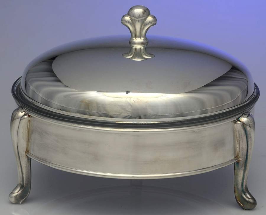 Julliard (Silverplate, Hollowware) 2 Qt Round Covered Casserole & Glass Liner by Oneida Silver-1