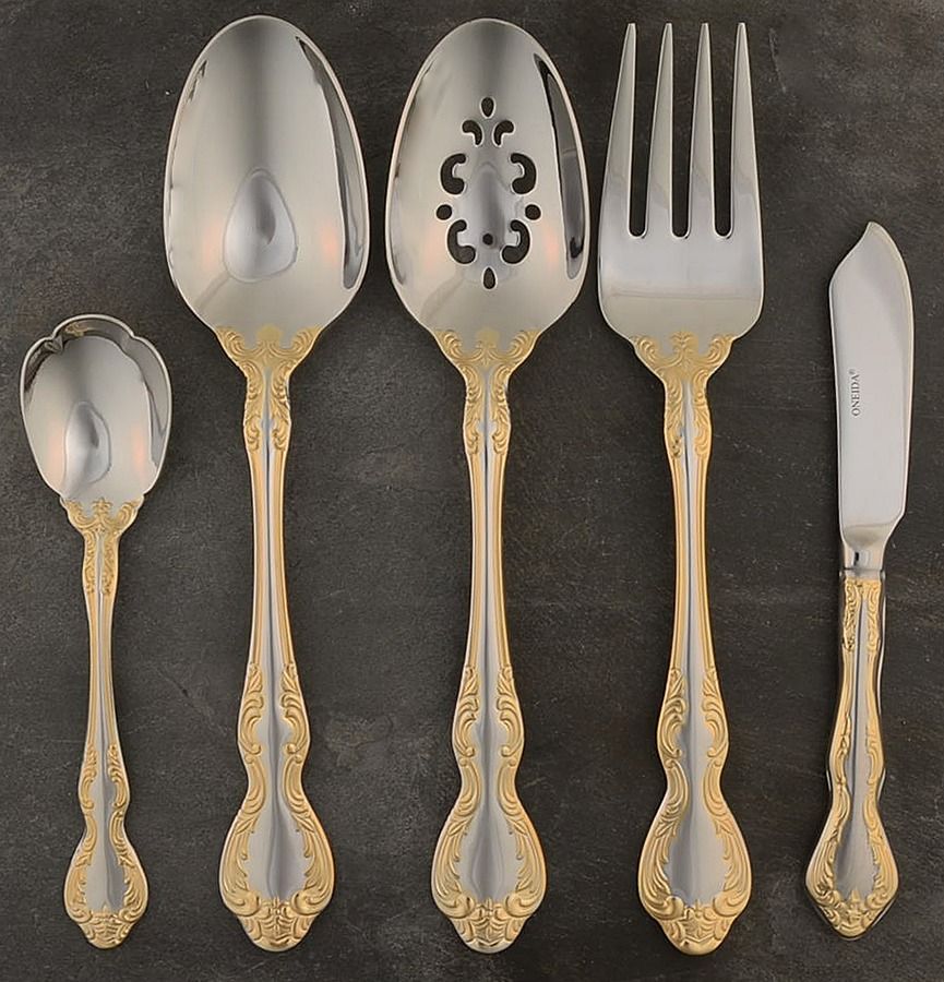 Golden Mandolina (Gold Accent) 5 Piece Hostess Set by Oneida Silver-1