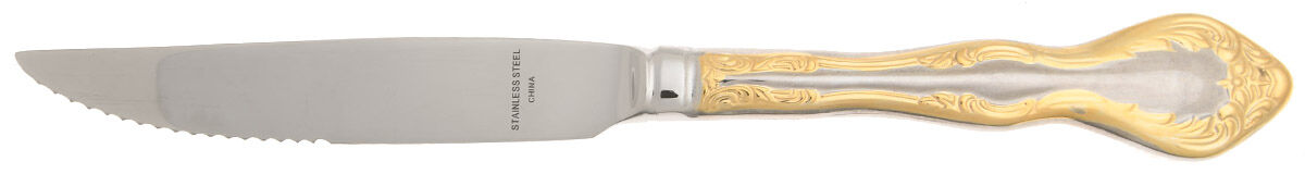 Golden Mandolina (Gold Accent) Steak Knife Individual Hollow, Serrate HC by Oneida Silver-1