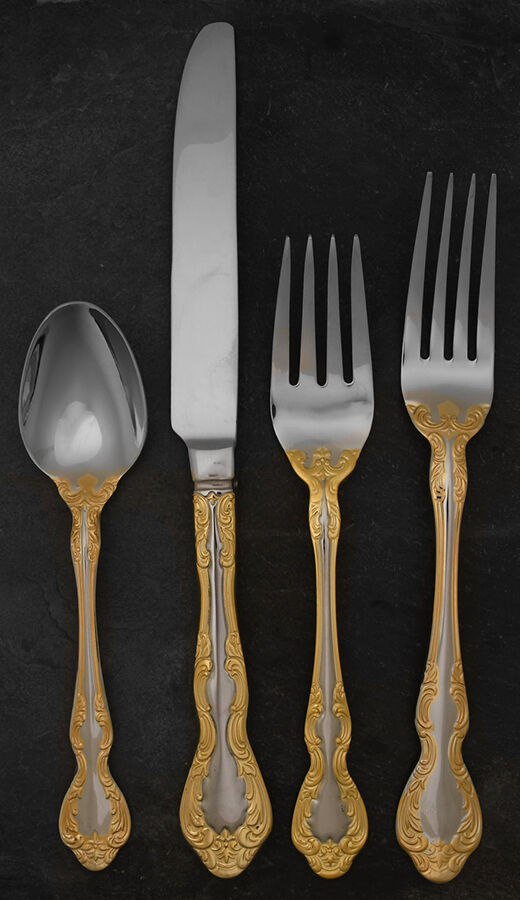Golden Mandolina (Gold Accent) 4 Piece Place Setting by Oneida Silver-1