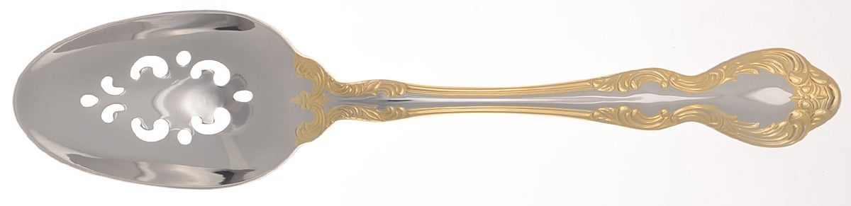 Golden Mandolina (Gold Accent) Pierced Tablespoon (Serving Spoon) by Oneida Silver-1