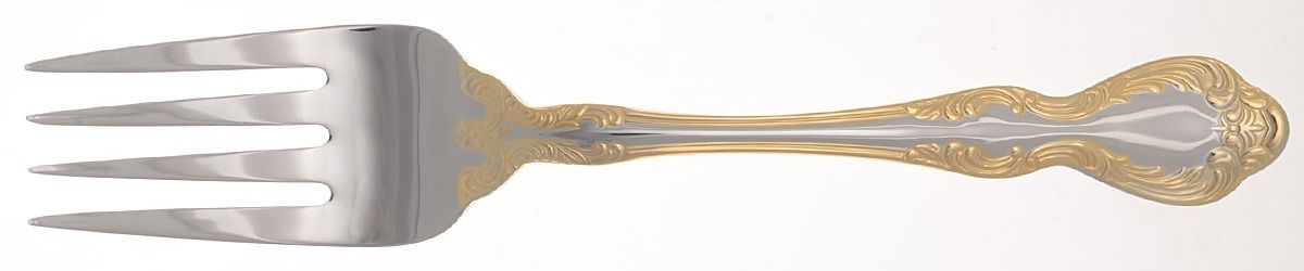 Golden Mandolina (Gold Accent) Medium Solid Cold Meat Serving Fork by Oneida Silver-1