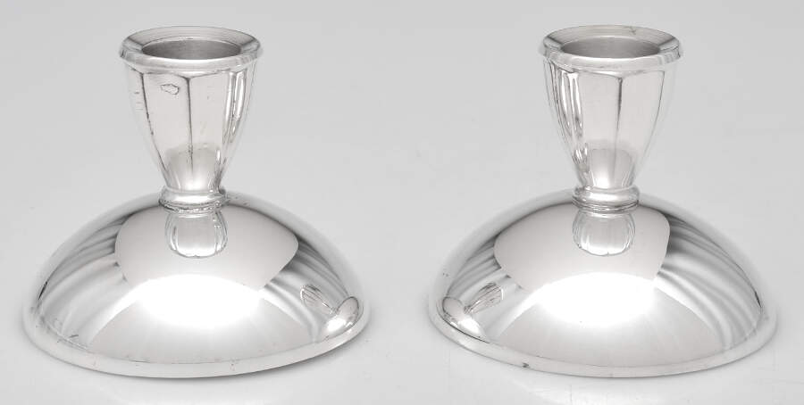 OHS517 (Silverplate, Hollowware) Pair of 2" Console Candleholders by Oneida Silver-1