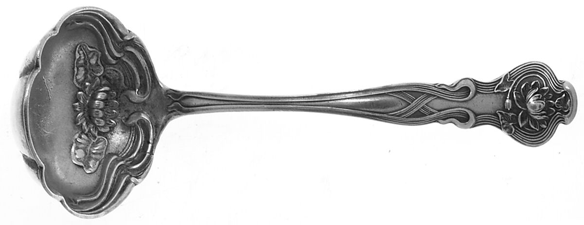 Pond Lily (Sterling, 1900) Solid Piece Cream Ladle by Paye & Baker Mfg Co-1