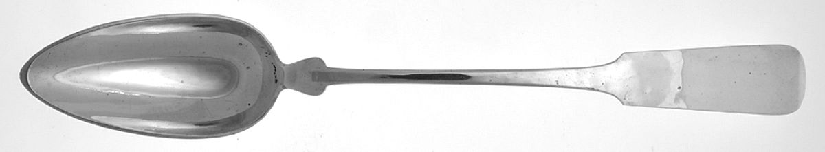 Fiddle (Sterling, 1800) Solid Platter Spoon with Button by Porter Blanchard-1
