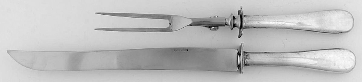 Hume Tip (Sterling, 1800) Large 2-Piece Roast Carving Set w/Stainless Blade by Porter Blanchard-1