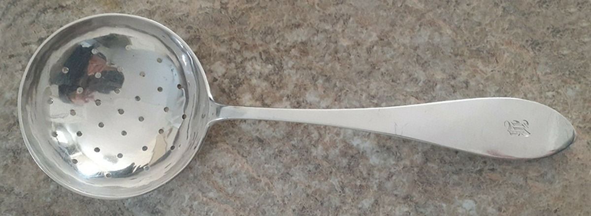 Pointed (Sterling, 1800) Large Pierced Pea Serving Spoon by Porter Blanchard-1