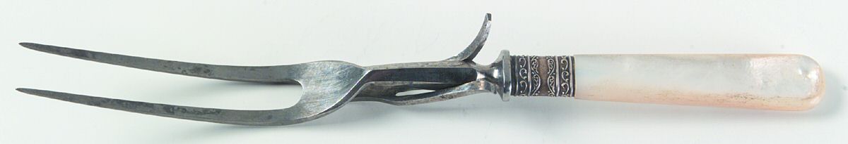 Flatware (Sterling Bolster) Pearl Handle Small Steak Carving Fork,Stnls Prongs by Pearl Handle-1