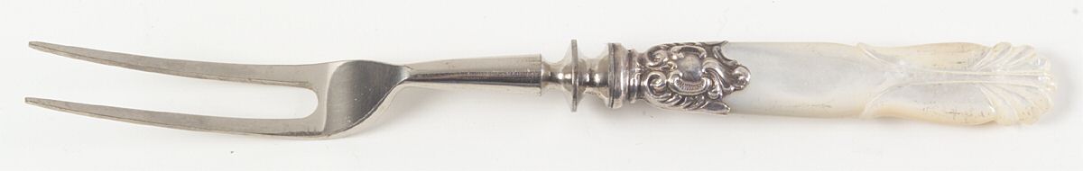 Flatware (Sterling Bolster) Pearl Handle Small Steak Carving Fork,Stnls Prongs by Pearl Handle-1