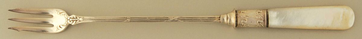 Flatware (Sterling Bolster) Long Pearl Handle Pickle Olive Fork by Pearl Handle-1