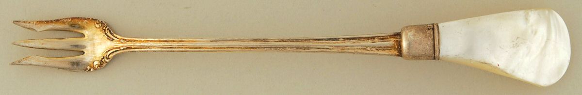 Flatware (Sterling Bolster) Short Pearl Handle Pickle Olive Fork by Pearl Handle-1