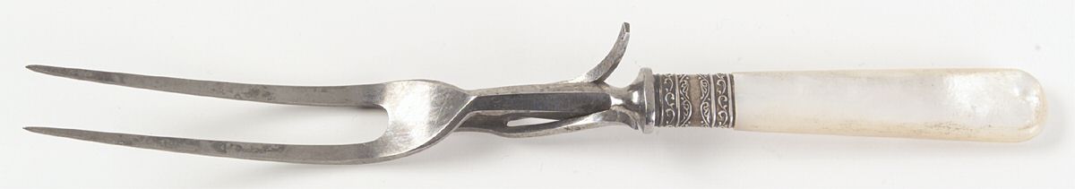 Flatware (Sterling Bolster) Pearl Handle Small Steak Carving Fork,Stnls Prongs by Pearl Handle-1