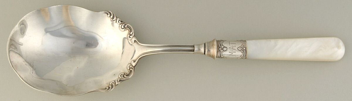 Flatware (Sterling Bolster) Spoon-Salad Serving/Pearl Handle,Silverplated Bowl by Pearl Handle-1