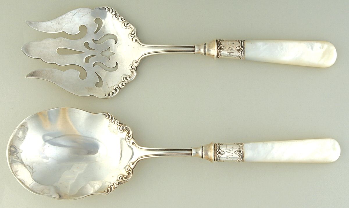 Flatware (Sterling Bolster) Salad Set-2 Pc/Pearl Handle,Silverplate Implements by Pearl Handle-1