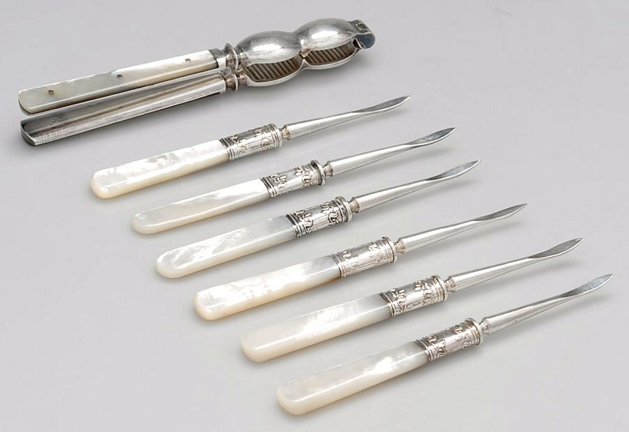 Flatware (Sterling Bolster) 7 Pc Nut Set (6 NUTPP & NCP) by Pearl Handle-1
