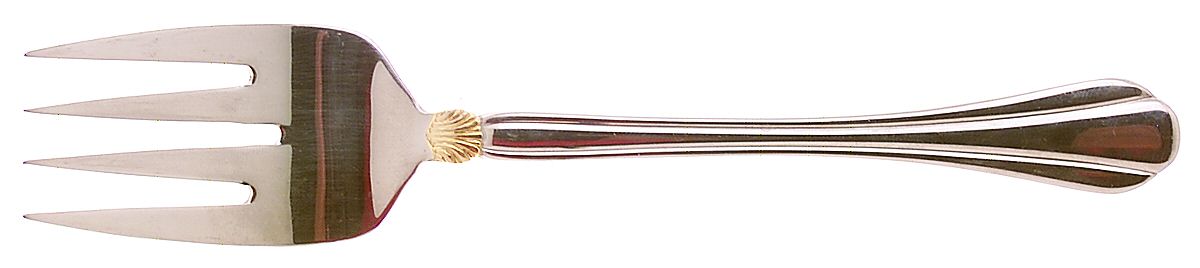 Golden Artesia (Stainless, Gold Accent) Medium Solid Cold Meat Serving Fork by Pfaltzgraff-1