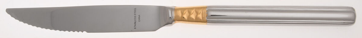 Golden Crossroads (Stainless, Gold Accent) Steak Knife Individual Hollow, Serrate HC by Pfaltzgraff-1