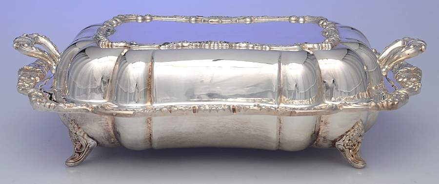 Lancaster Rose (Silverplate, Hollowware) Rectangular Entree Server & Lid by Poole Silver -1