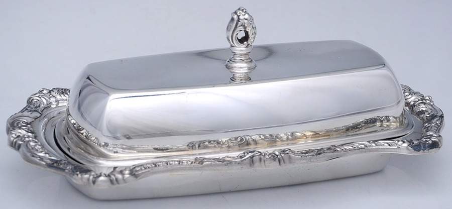 Lancaster Rose (Silverplate, Hollowware) 1/4 Pound Covered Butter Dish by Poole Silver -1