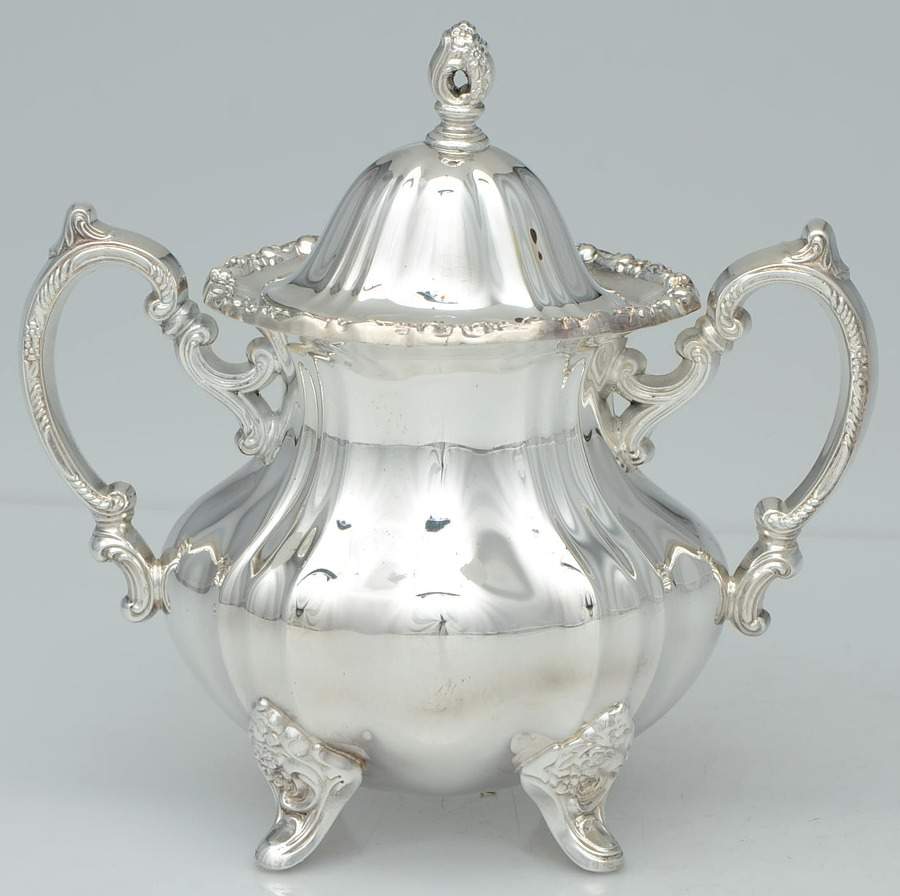Lancaster Rose (Silverplate, Hollowware) Sugar Bowl & Lid by Poole Silver -1