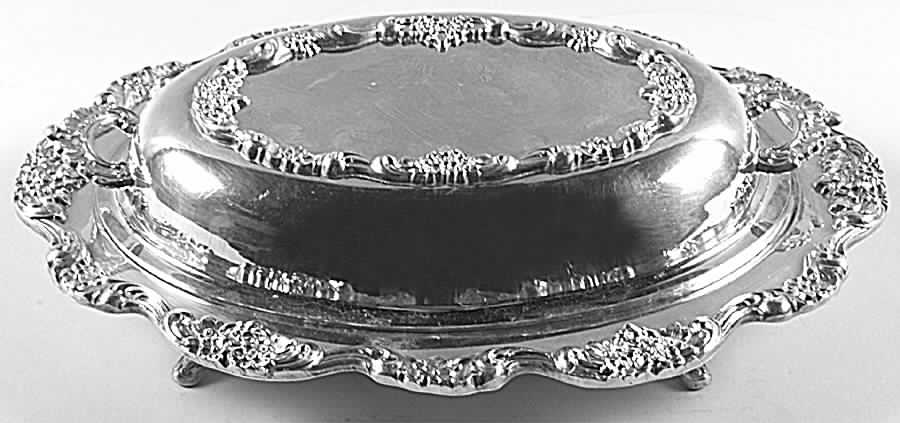 Lancaster Rose (Silverplate, Hollowware) Footed Double Vegetable Bowl by Poole Silver -1