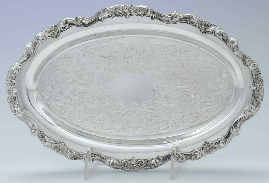 Lancaster Rose (Silverplate, Hollowware) Silverplate Tray (for Creamer and Sugar Set) by Poole Silver -1