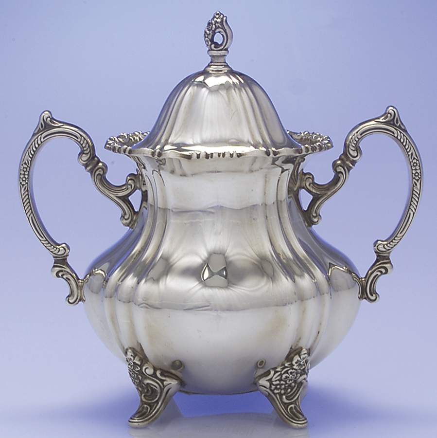 Lancaster Rose (Sterling, Hollowware) Sugar Bowl & Lid by Poole Silver -1