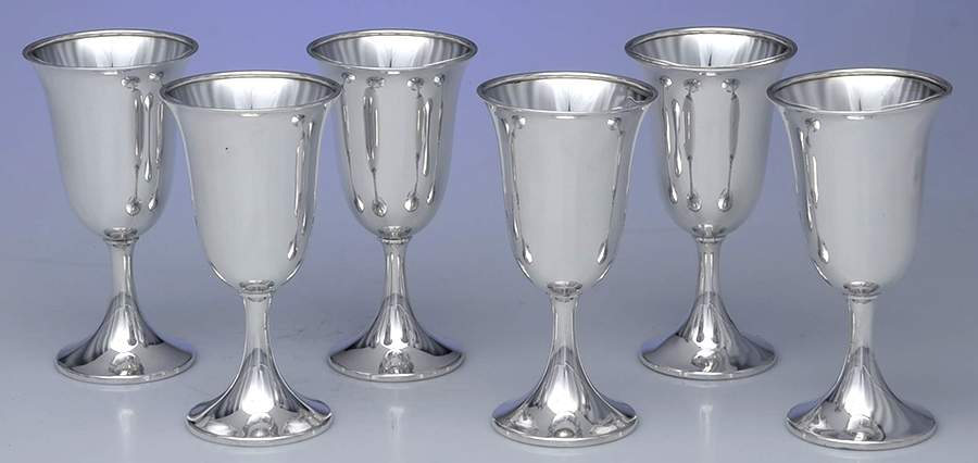 Sterling Hollowware Sterling Water Goblet - Set of 6 by Poole Silver -1