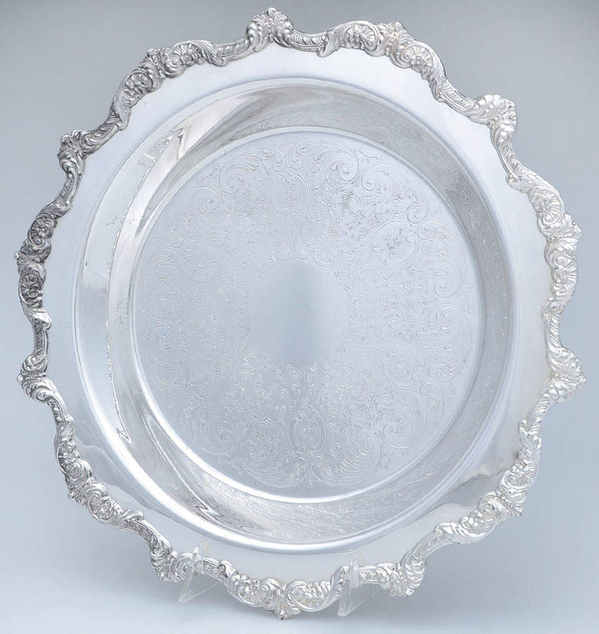 Old English (Silverplate, Hollowware) 13" Round Footed Tray by Poole Silver -1