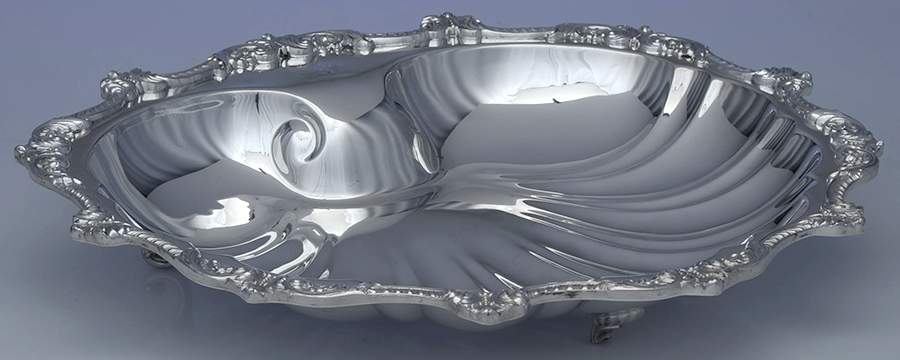 Old English (Silverplate, Hollowware) 14" 3 Toed Shell Shape Bowl by Poole Silver -1