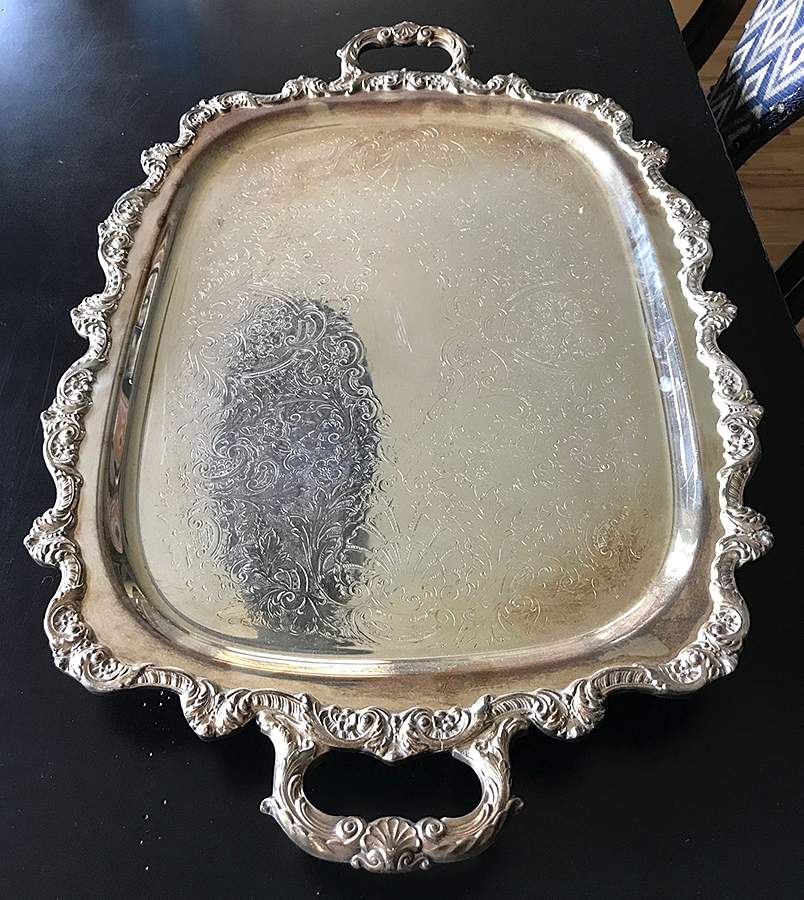 Old English (Silverplate, Hollowware) Waiter Tray with Electric Warmer & Cord by Poole Silver -1