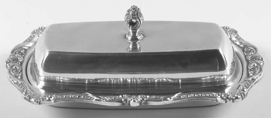 Old English (Silverplate, Hollowware) 1/4 Pound Covered Butter & Liner by Poole Silver -1