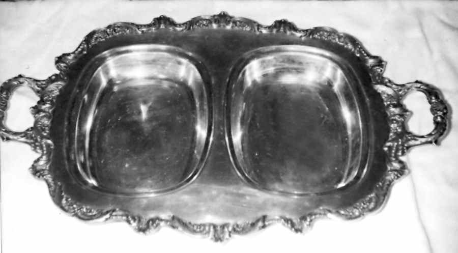 Old English (Silverplate, Hollowware) 2 Part Handled Buffet Server by Poole Silver -1