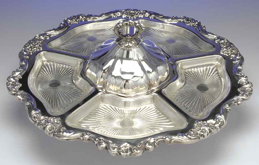 Old English (Silverplate, Hollowware) 7 Piece Lazy Susan by Poole Silver -1