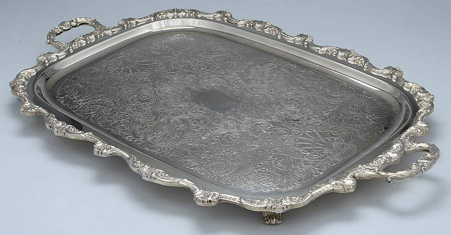 Old English (Silverplate, Hollowware) Large Silverplate Waiter Tray by Poole Silver -1